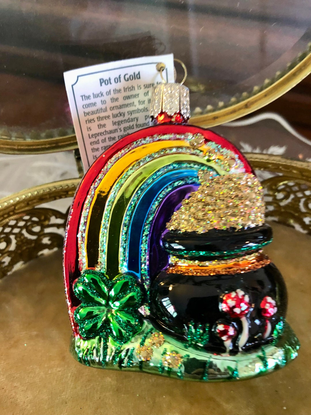 Merck Familys Old World Christmas Glass Pot of Gold Holiday Christmas