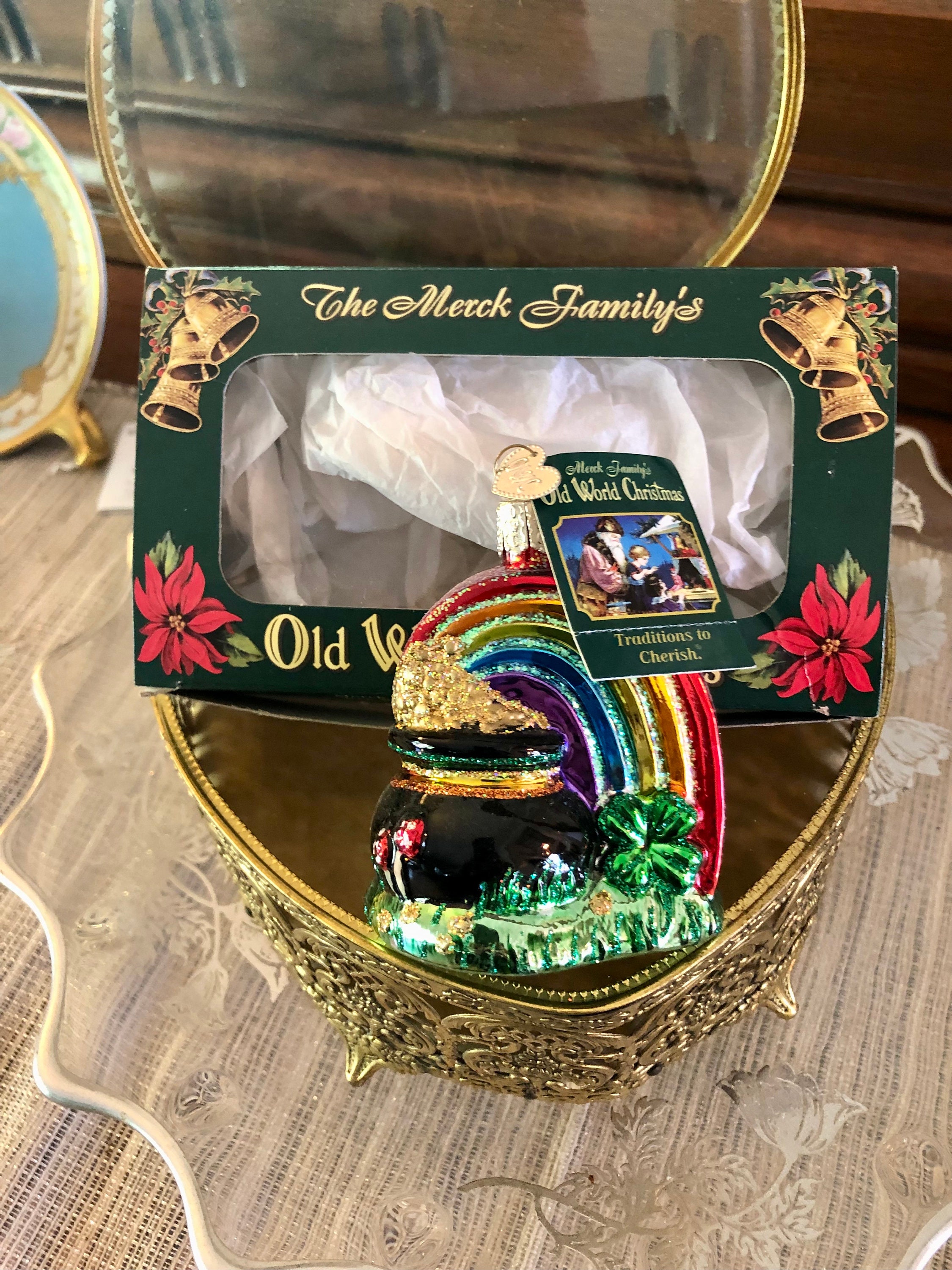 Merck Familys Old World Christmas Glass Pot of Gold Holiday Christmas