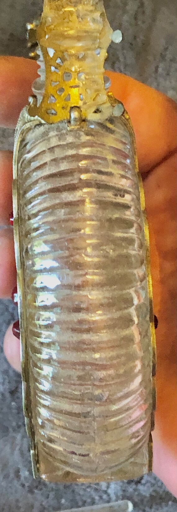 Spiderweb Filigree Perfume Bottle: Ruby Crystals,… - image 6