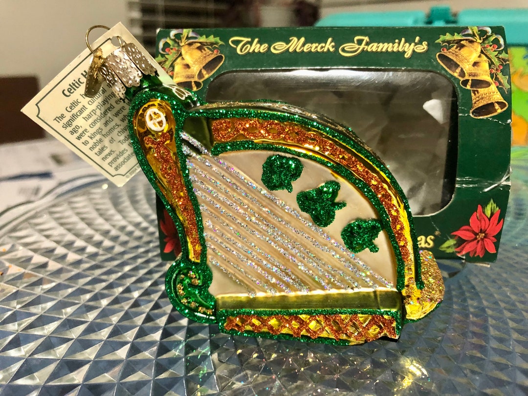 Merck Familys Old World Christmas Glass Celtic Harp Etsy