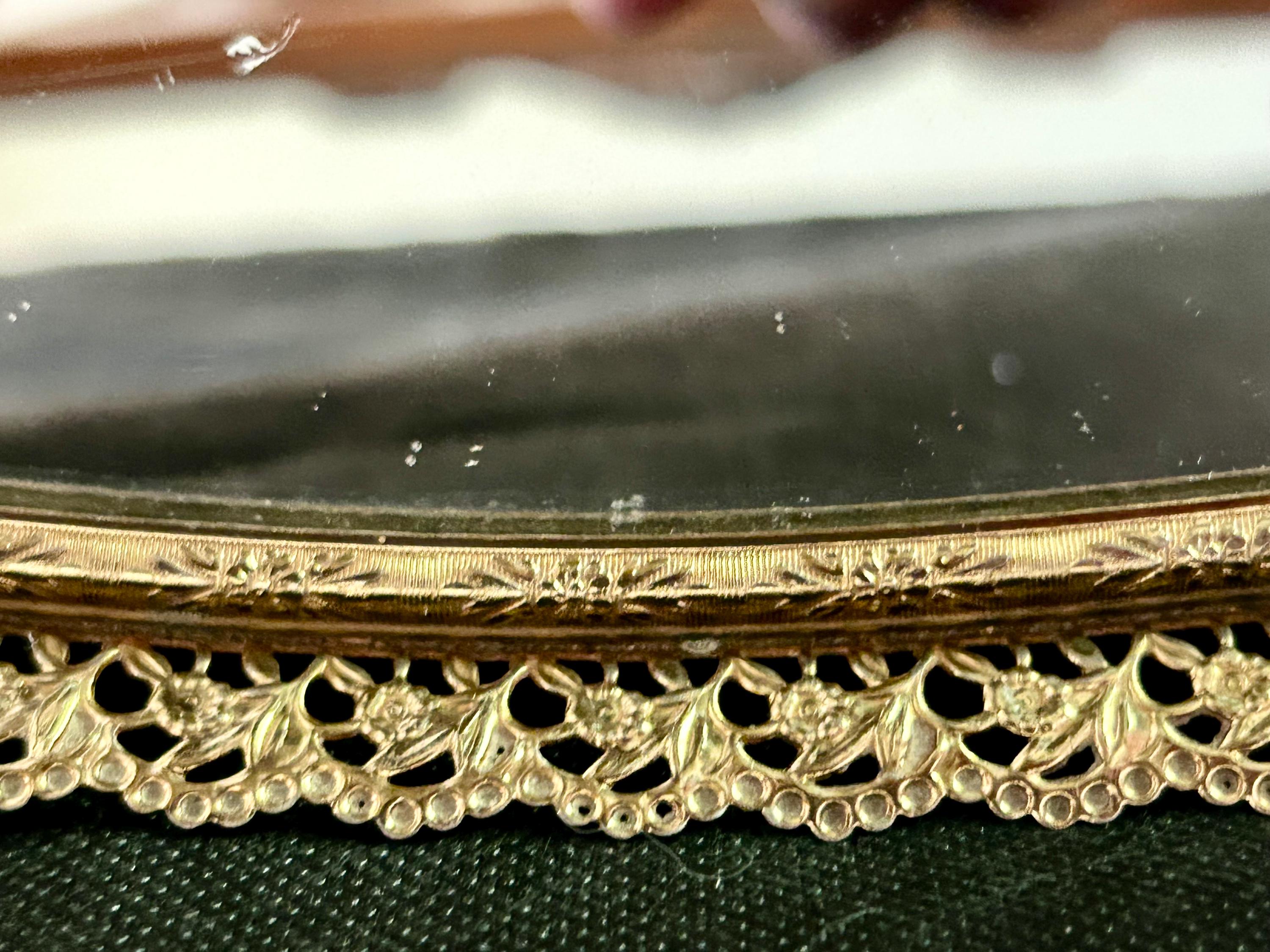 Vintage Matson Vanity Tray Mirror: Mid Century Golden Rose Ormolu