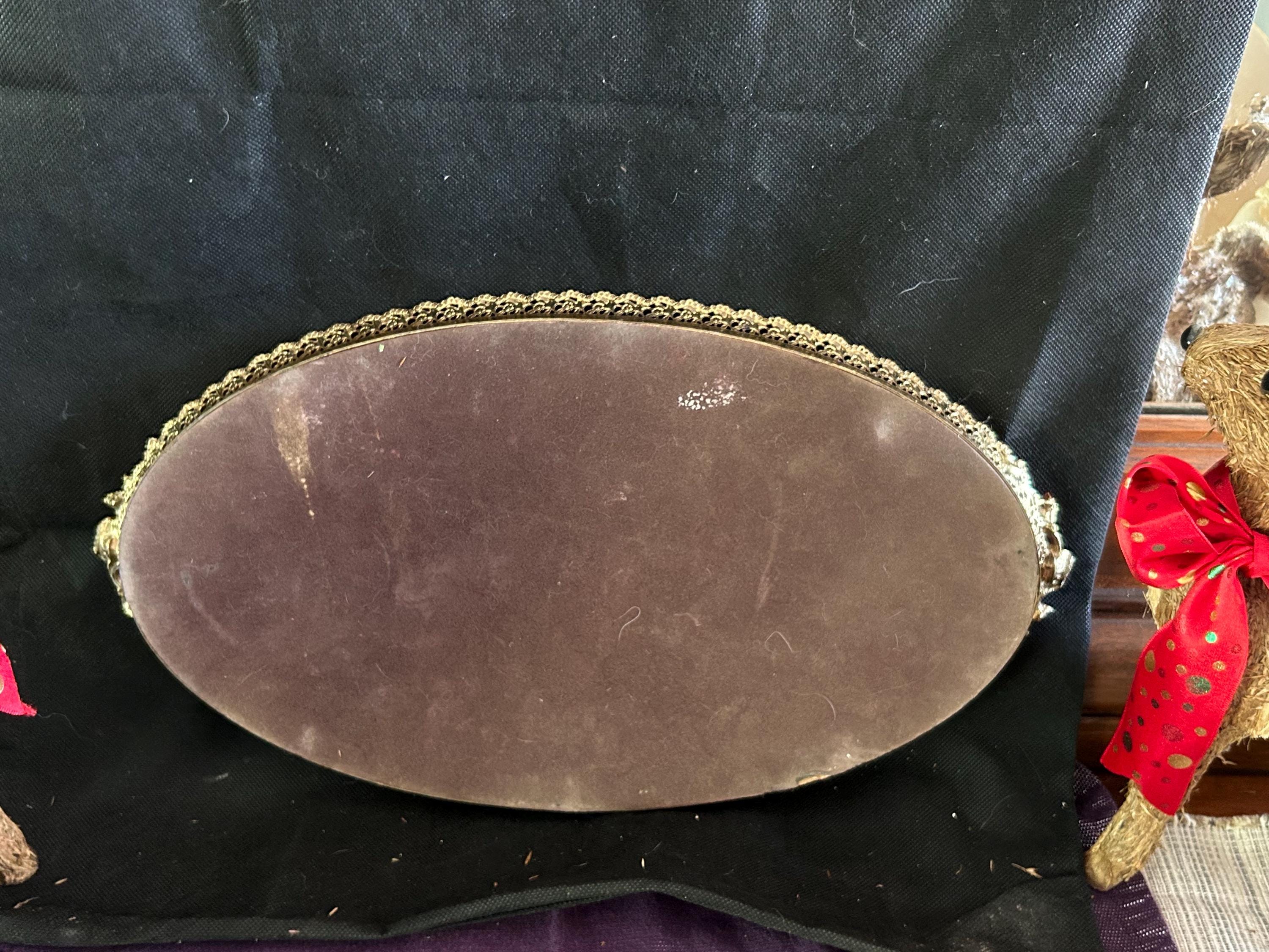 Vintage Matson Vanity Tray Mirror: Mid Century Golden Rose Ormolu