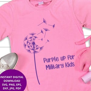 Lila für Militär Kinder SVG PNG Militär Kind Monat Bewusstsein Shirt, Militär Familie Geschenk, Lila Militär Kinder Bewusstsein Cricut