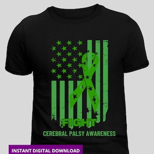Consapevolezza della paralisi cerebrale PNG Bandiera americana, Mese della consapevolezza della paralisi cerebrale Bandiera degli Stati Uniti, Supporto per i combattenti della paralisi cerebrale, Maglietta con nastro verde png Sublimazione
