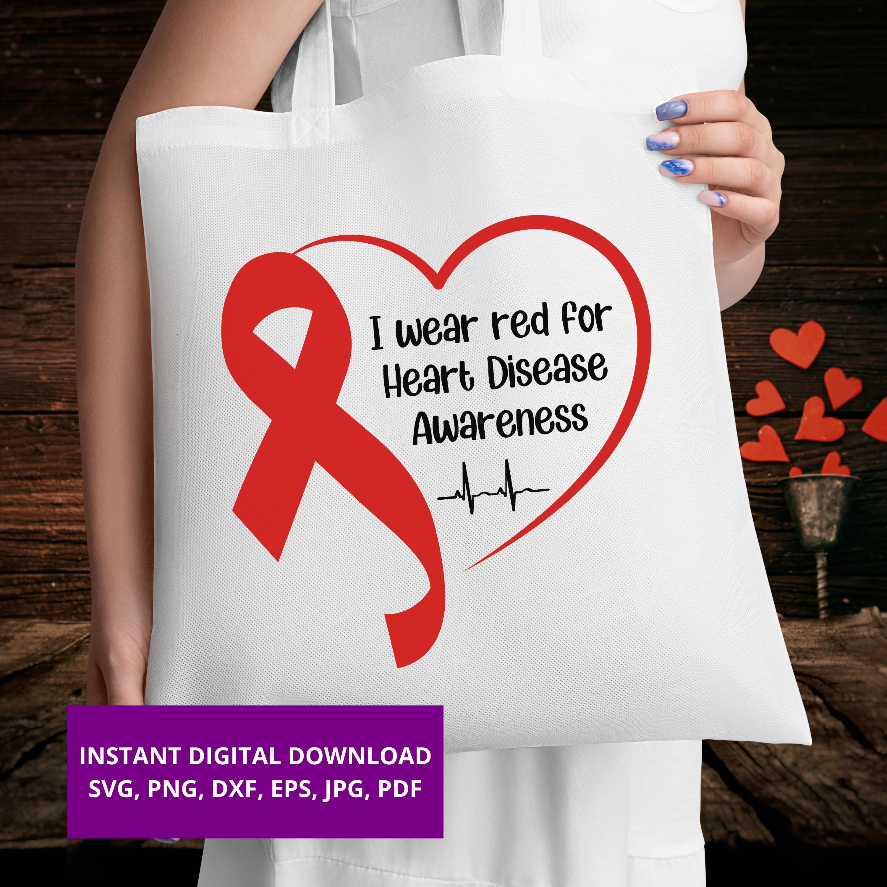 Heart Disease Awareness Red Ribbon SVG, PNG, Cricut, Sublimation ...