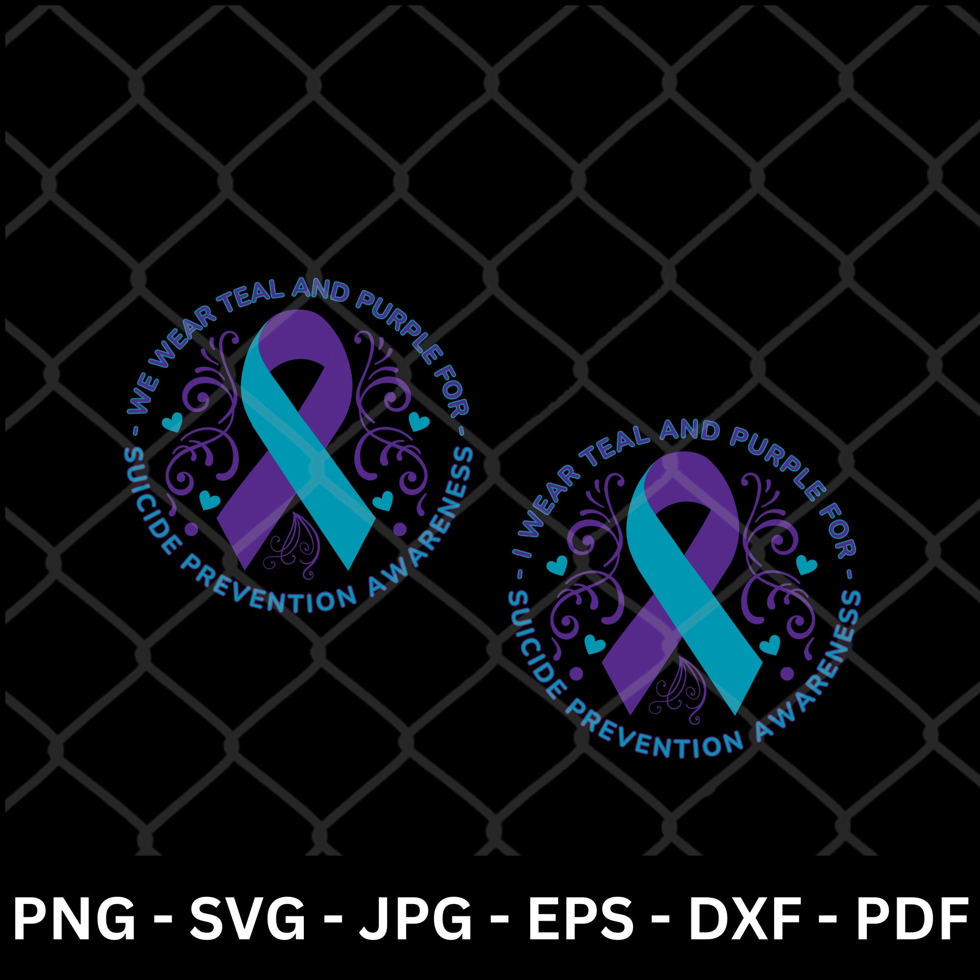 Suicide Prevention Awareness Month SVG PNG Teal and Purple Ribbon PNG ...