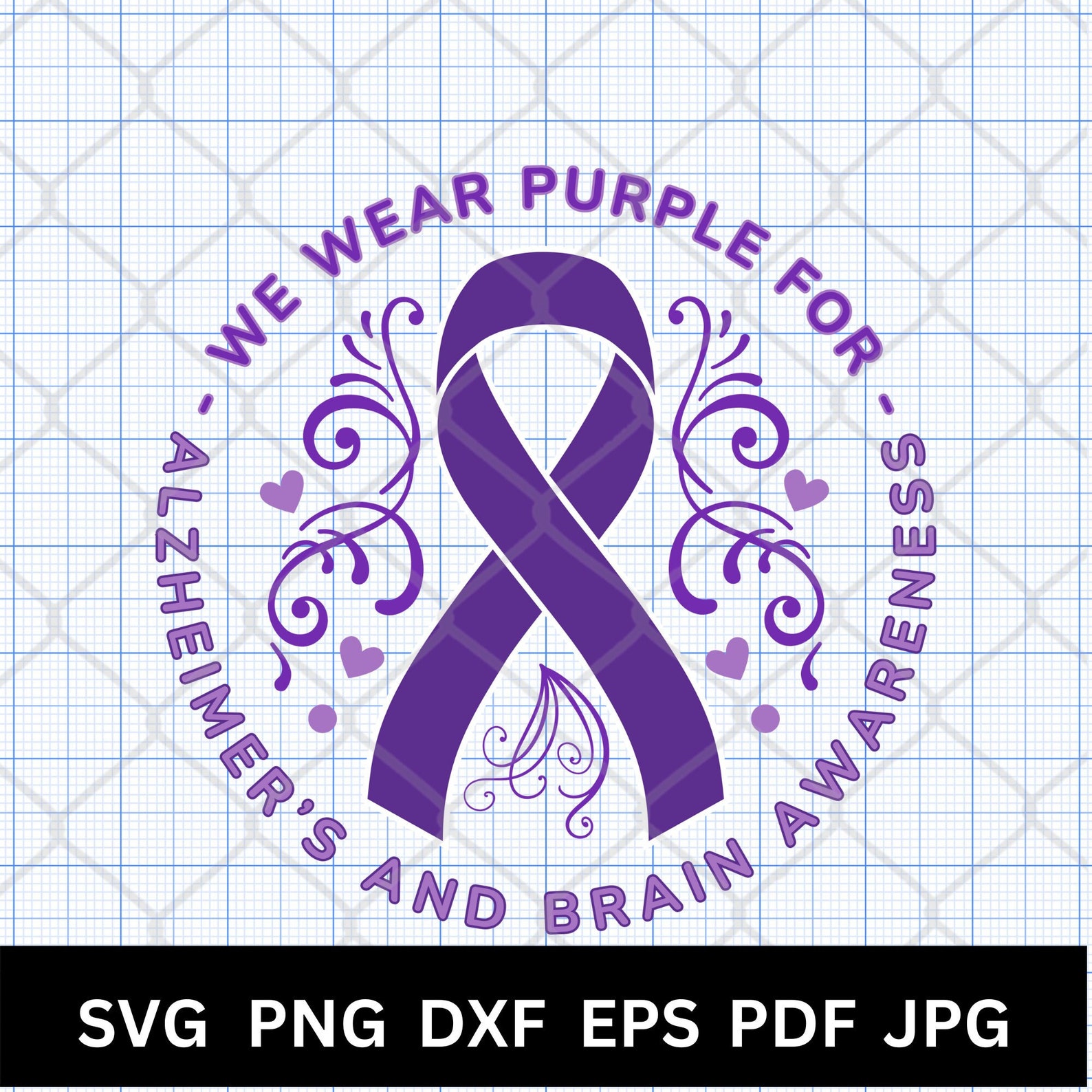 We Wear Purple for Alzheimer's and Brain Awareness SVG PNG Purple ...