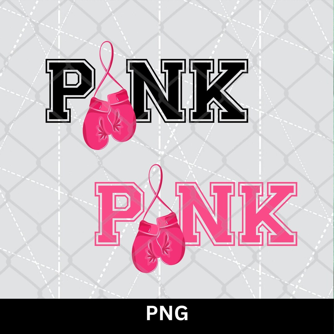 Breast Cancer Boxing Gloves PNG Pink Ribbon Varsity Font, Breast Cancer ...