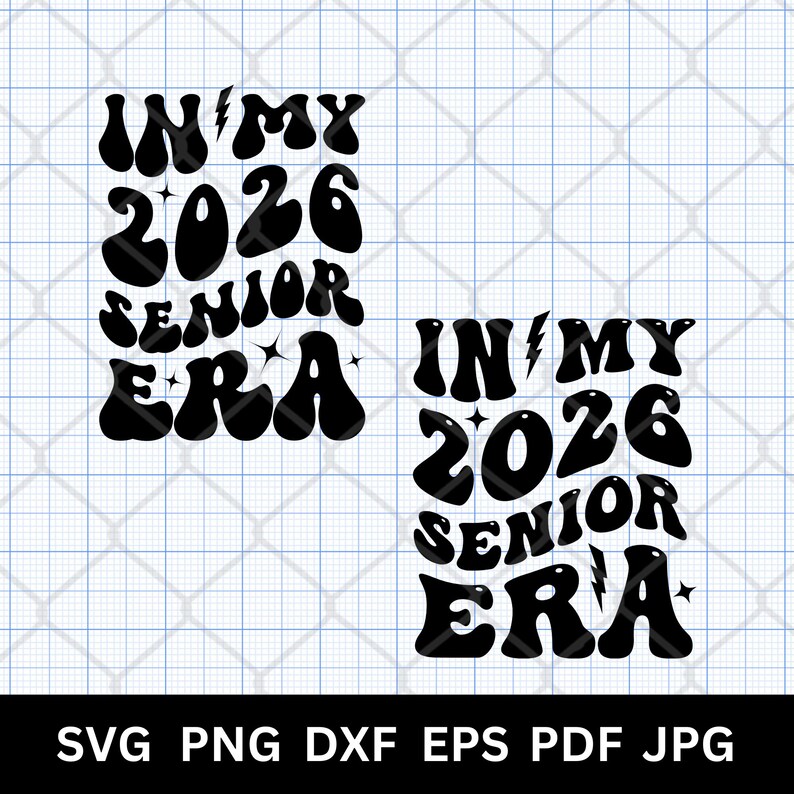 Class of 2026 Senior SVG bundle with four trendy design styles including retro groovy, varsity, and bold stacked text layouts. These high-quality digital files are perfect for graduation 2026 shirts, senior keepsakes, and DIY crafts. Works with Cricut Maker, Silhouette Cameo, Glowforge laser cut, sawgrass sublimation, DTF, and DTG printing. Great for senior mom shirts, custom apparel, stickers, and personalized graduation projects. In SVG, PNG, JPG, EPS, DXF, PDF.