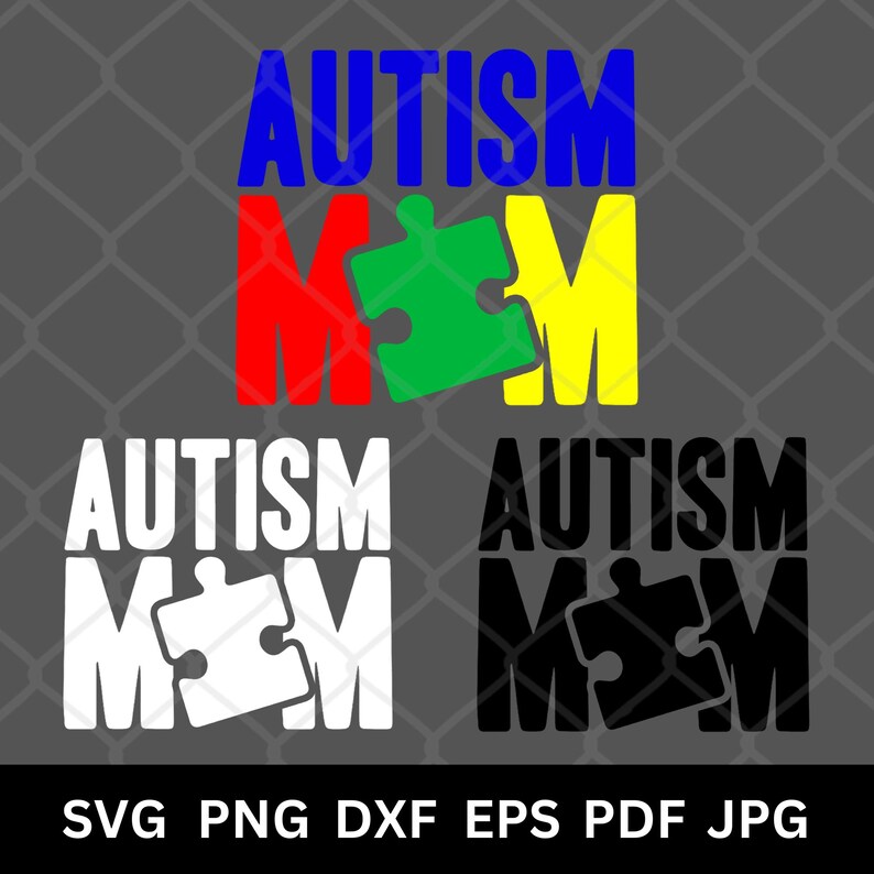 Autism Dad Mom SVG PNG, Puzzle Piece Awareness Design (digital Download ...