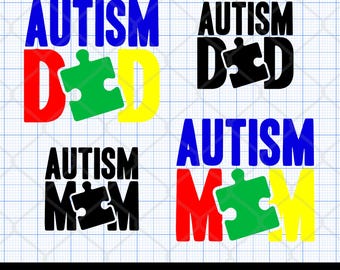 Autism Dad Mom SVG PNG, Puzzle Piece Awareness Design (Digital Download)