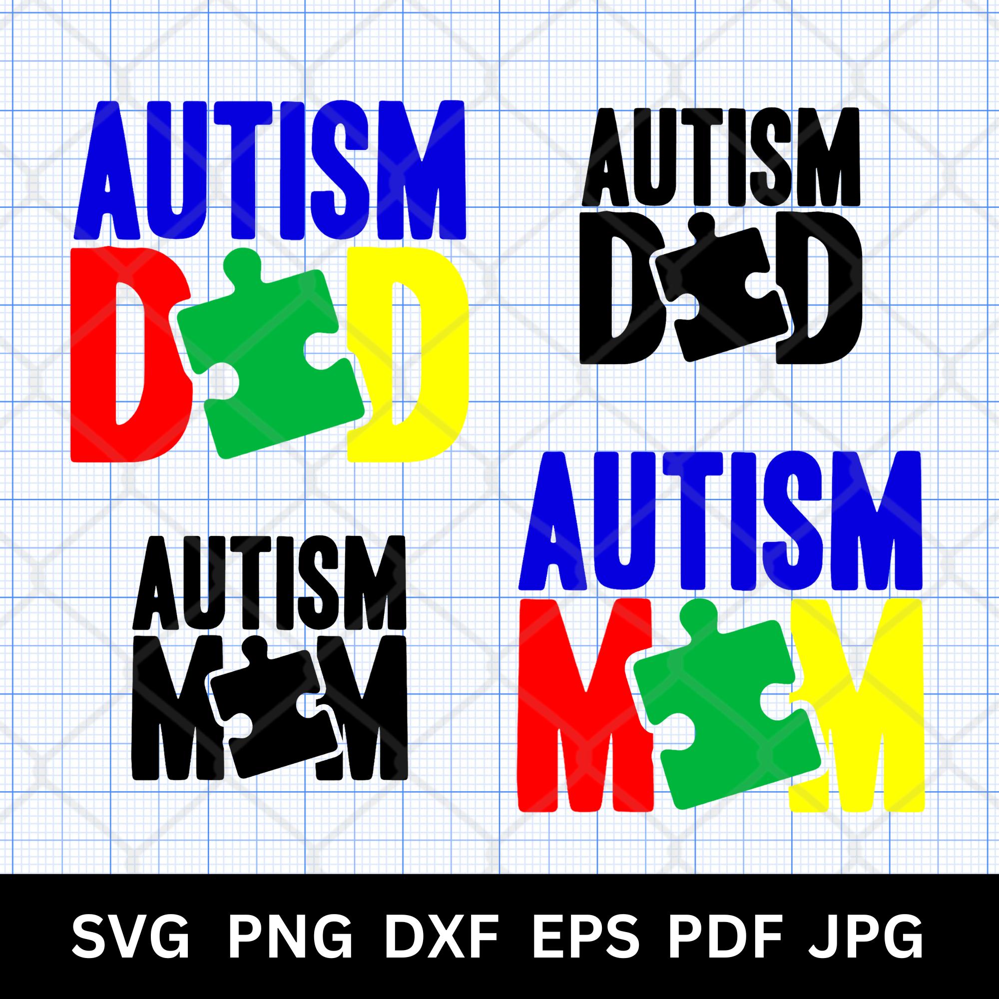 Autism Dad Mom SVG PNG, Puzzle Piece Awareness Design (digital Download ...