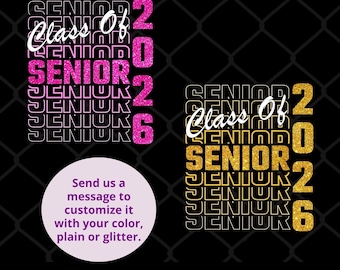 Class of 2026 PNG Senior Mom, Graduation High School, Glitter Shirt Design (Digital Download)