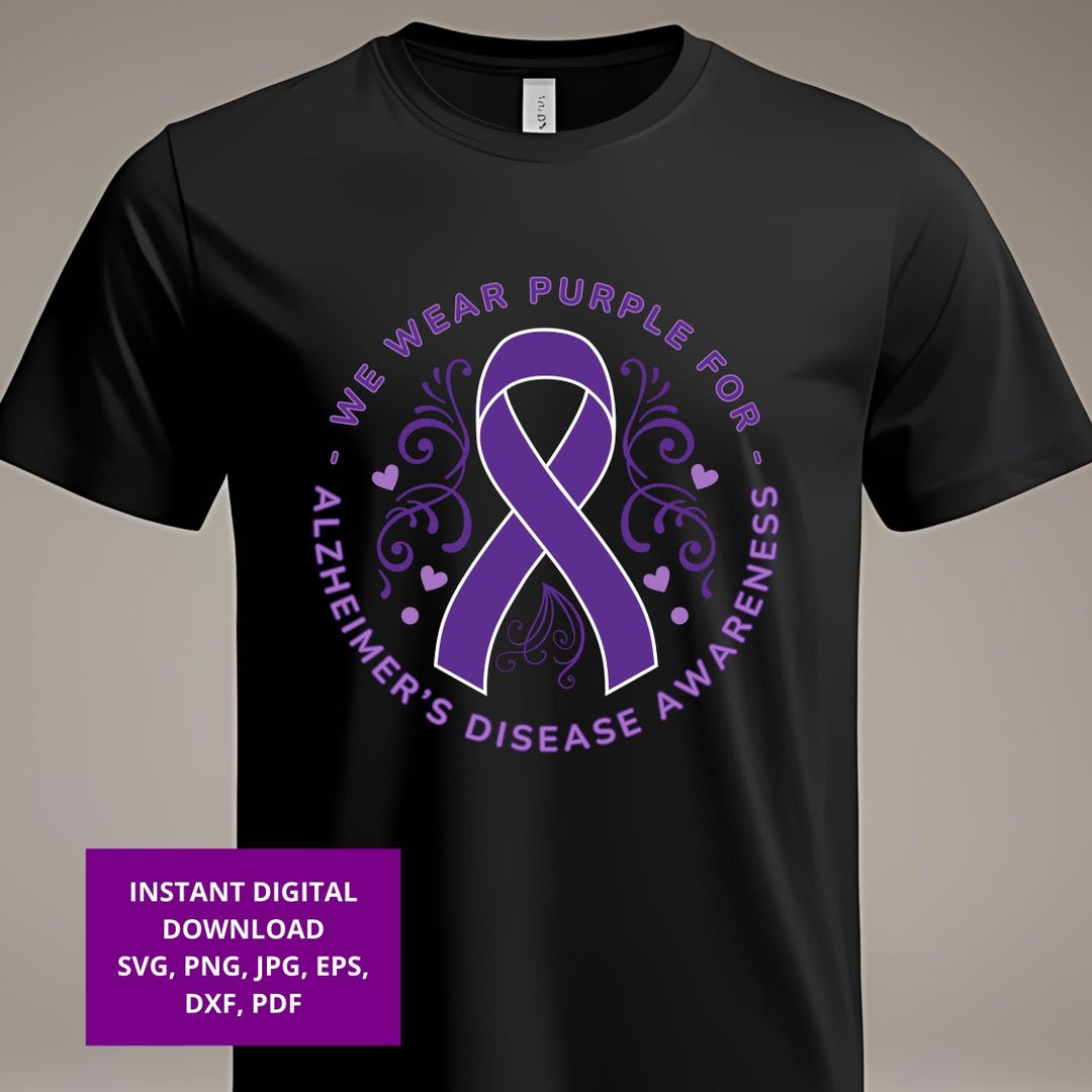 Purple Ribbon Alzheimer's Awareness Design: SVG, PNG, PDF (digital ...
