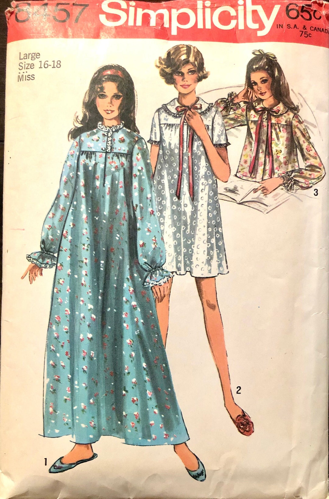 Vintage Sewing Pattern Nightgown & Bed Jacket Etsy