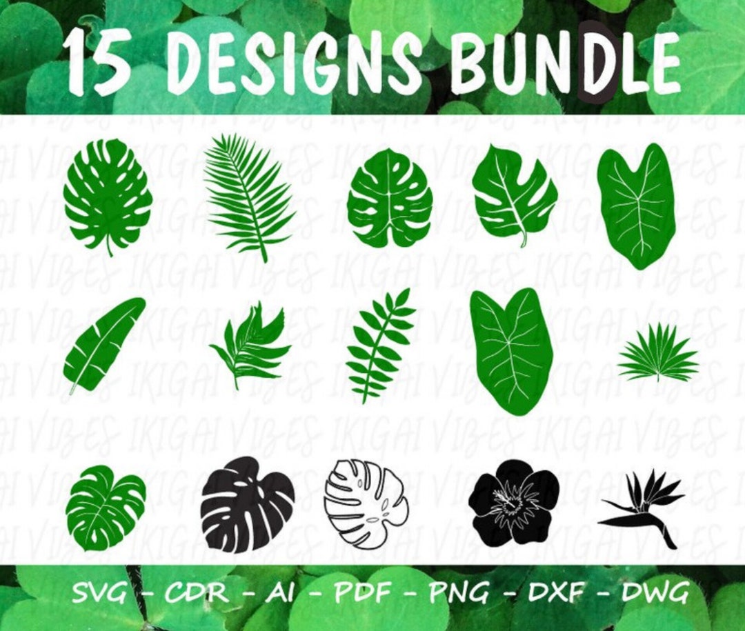 Tropical Leaves Svg, Monstera Leaf Svg Clipart, Commercial Use, Jungle ...