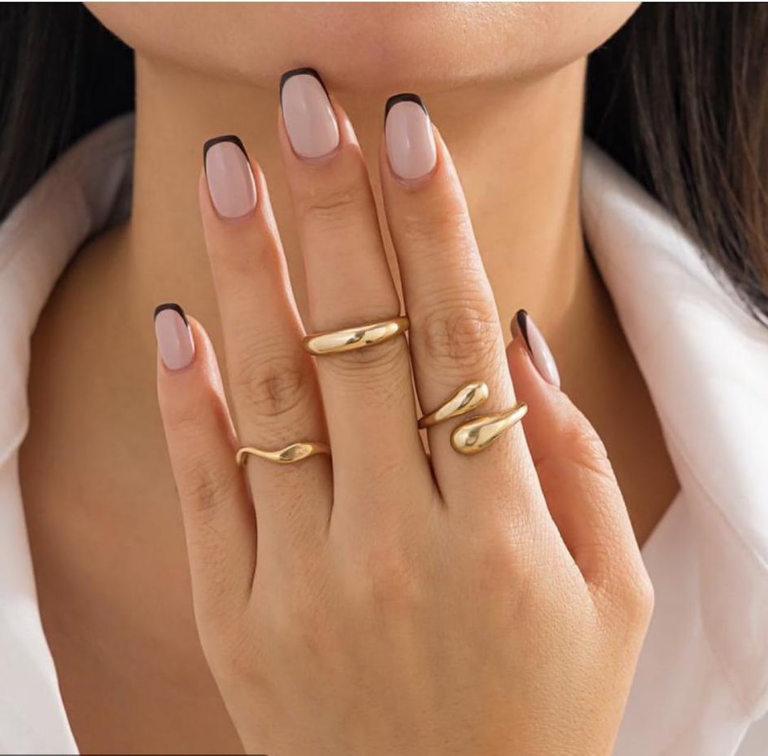 Gold Dainty Rings/ Minimalist Set of 3 Dainty Stacking Rings Bridesmaid ...