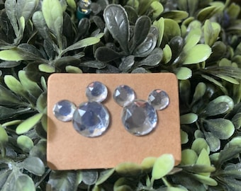 Pendientes de botón con gemas y diamantes de imitación inspirados en ratones