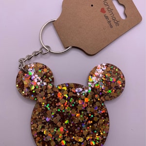 Mouse inspired glitter resin keychain