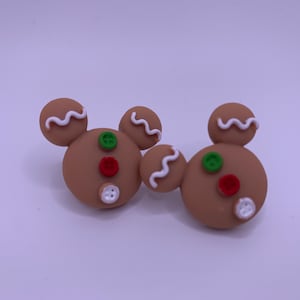 Mouse Inspired Christmas Gingerbread Stud Earrings