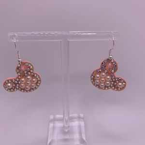 Beaded Pearl Dangle Earrings Mouse Inspired