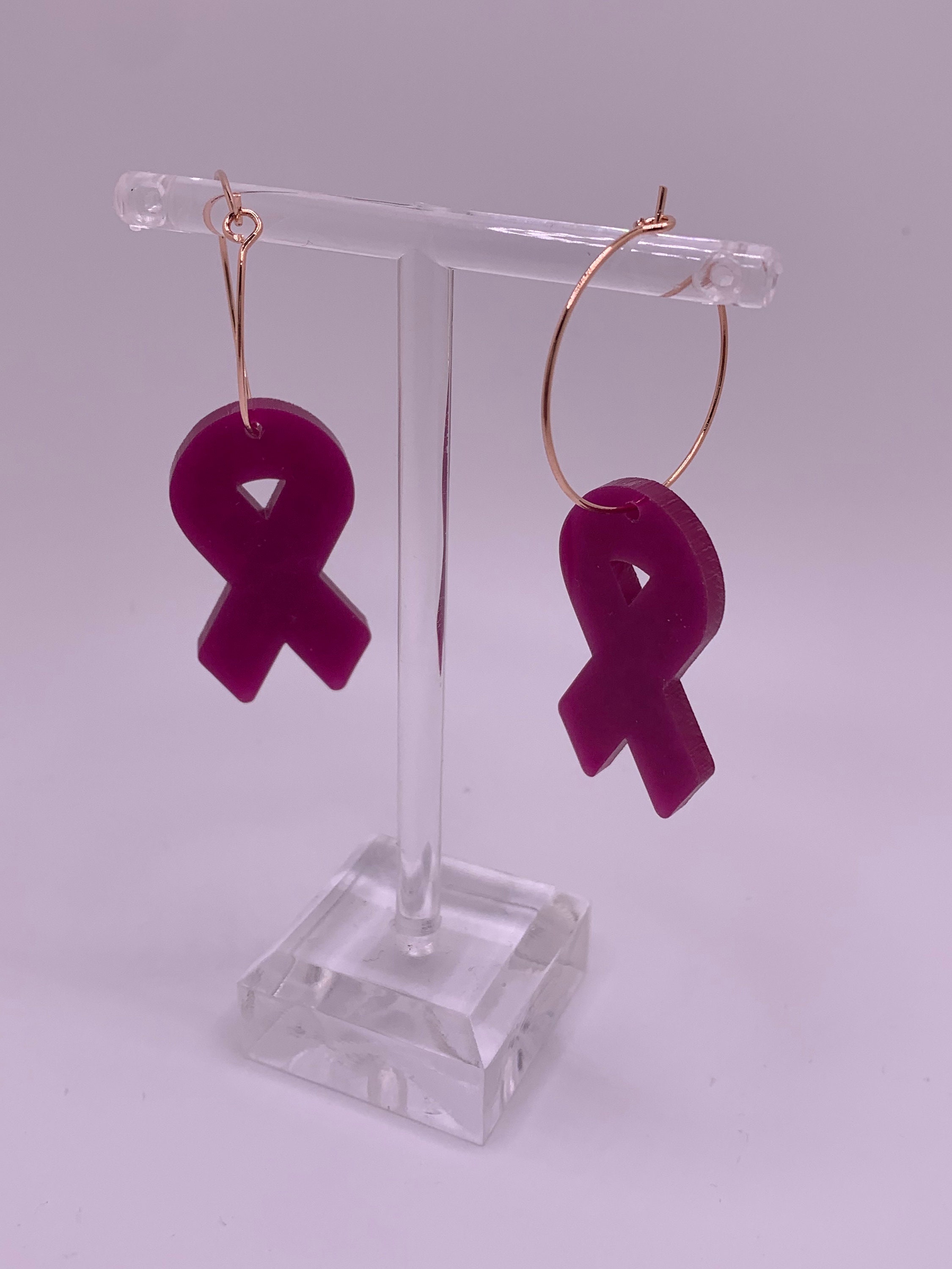 Breast Cancer Ribbon Animal Print Glitter Hoop Acrylic Dangle - Etsy