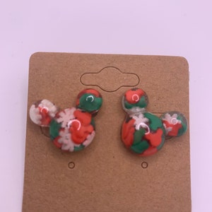 Glitter 3D Mouse inspired Christmas Stud Earrings