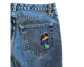Vaqueros acampanados JNCO Jeans Girlie Stuff para lucir en la juventud, talla 13 (talla 4/6 para mujer)