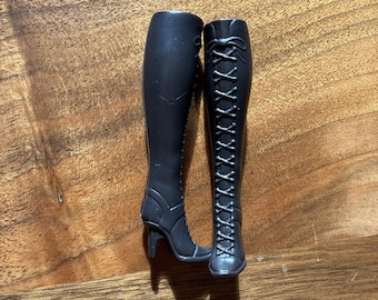 Muñeca Barbie Bruja - Botas negras con cordones falsos para Halloween