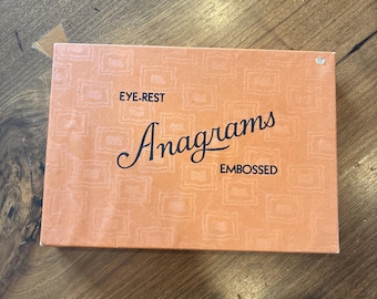 Eye Rest ANAGRAMS Embossed Yellow 1930s Pre-SCRABBLE game toys that teach