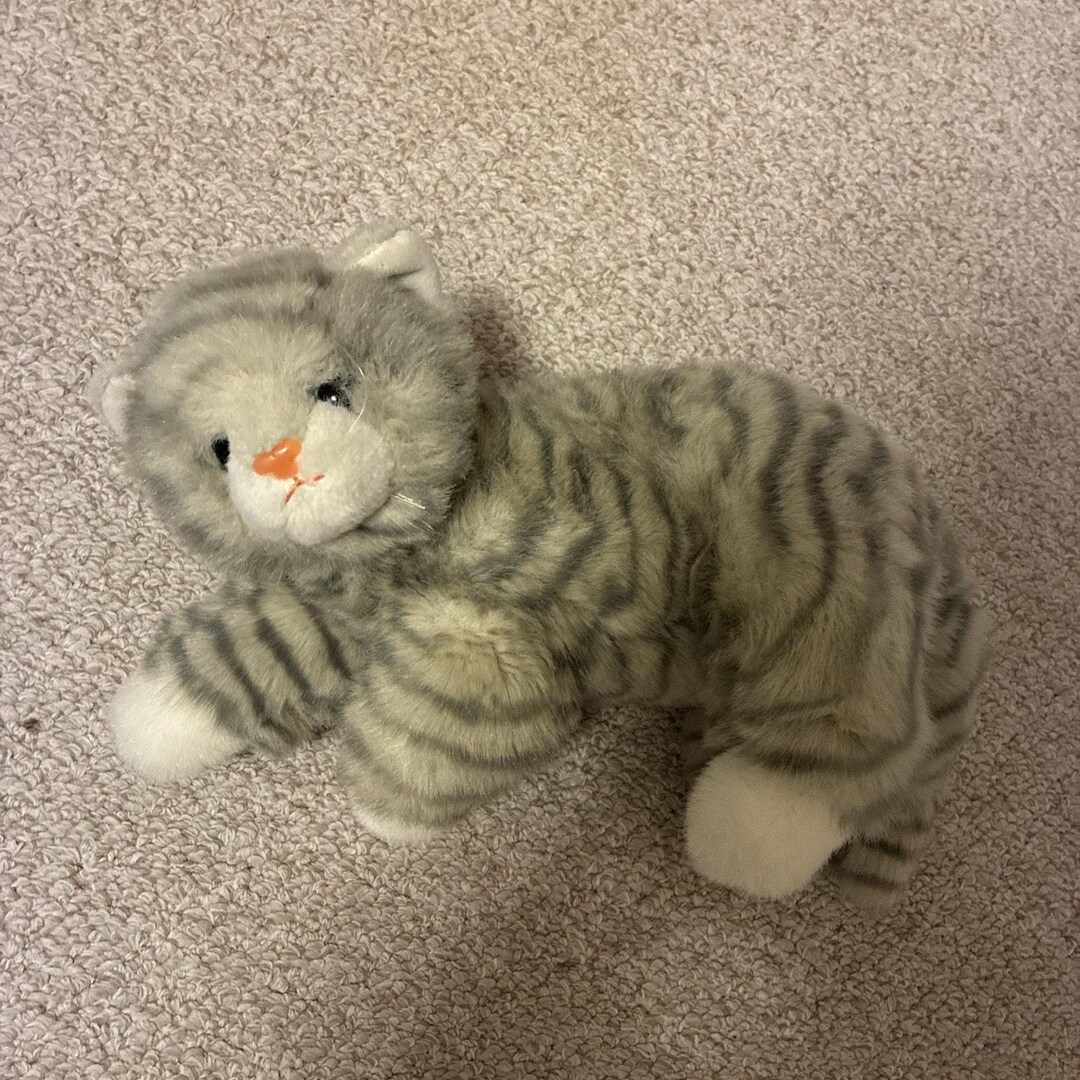 1995 Ty Tabby Gray White Stripe Cat Plush Kitty Stuffed Animal Vintage ...
