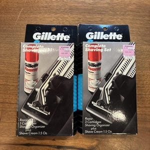 LOT Original Vintage 1990 Gillette Sensor Razor & 3 Cartridges Shaving Set - New