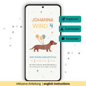 digital invitation birthday, children&#39;s birthday Whatsapp invitation, personalized template