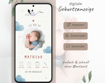 digital birth announcement stort