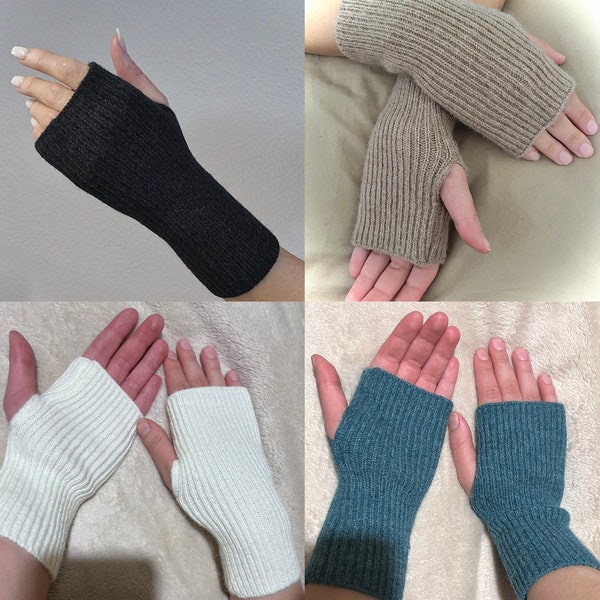 Mitaines laine - gants sans doigts - chauffe-main - fait main d’hiver tendance 2022 femme