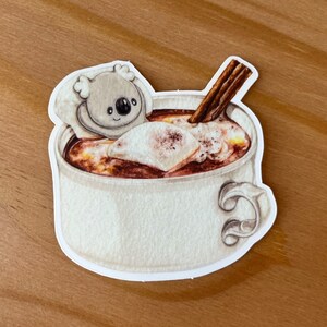 Koala Hot Cocoa Bath die cut matte vinyl sticker