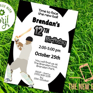 Editable Cricket Invitation, Cricket Birthday Invitation, Cricket Invitation, Cricket Party Invite New Zealand (Pdf / Jpg file only) print