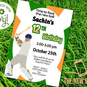 Editable Cricket Invitation, Cricket Birthday Invitation, Cricket Invitation, Cricket Party Invite India (Pdf / Jpg file only) print
