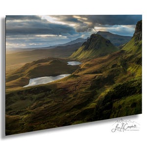 Blick auf Quiraing bei Sonnenaufgang Schottland: Fine Art Print / Leinwand / Metall / Acryl / Wanddekoration / Landschaftsfotografie