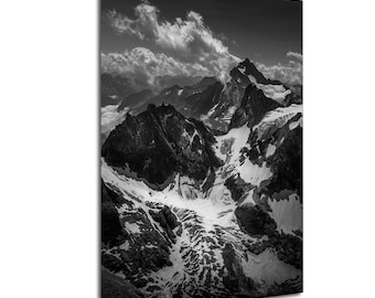 Zwart-witfotografieafdruk Zwitserse Alpen: schilderachtige muurkunst Mount Titlis