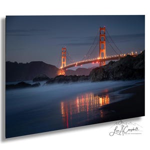 Foto del Golden Gate Bridge al crepuscolo: stampa artistica di San Francisco