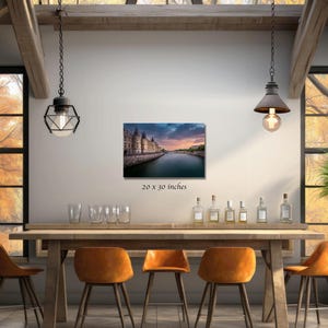 Paris Sunset Photography: Seine River Cityscape - Canvas, Acrylic, or Metal 20x30 inches