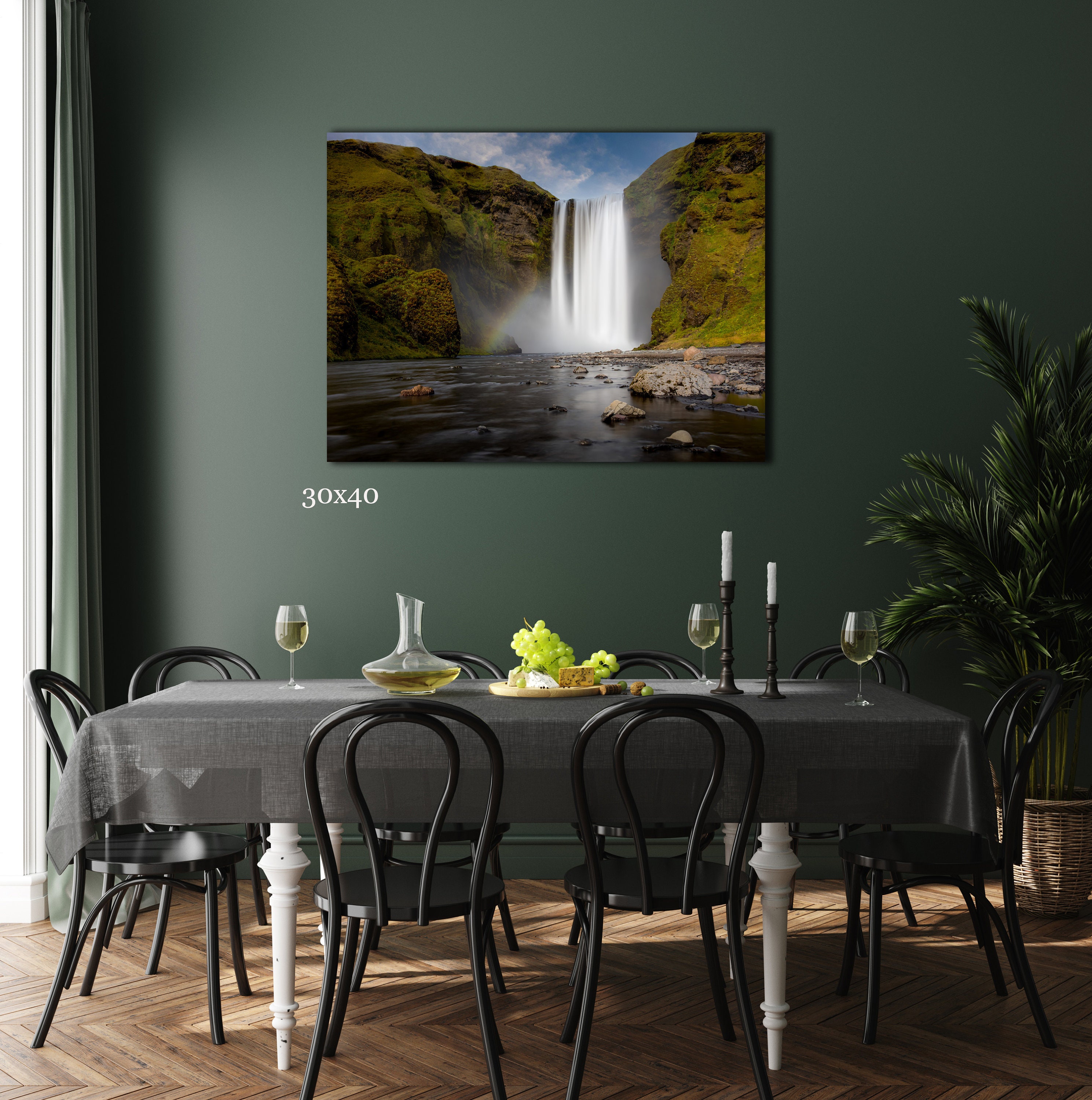 Skogafoss Waterfall Print: Iceland Landscape With Rainbow, Fine Art on ...