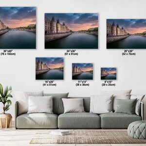 Paris Sunset Photography: Seine River Cityscape - Canvas, Acrylic, or Metal image 2