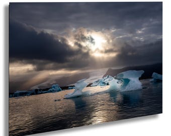 Jökulsárlón IJsland, Gletsjerlagune Print: Sfeervolle Landschapsfotografie Muurdecoratie