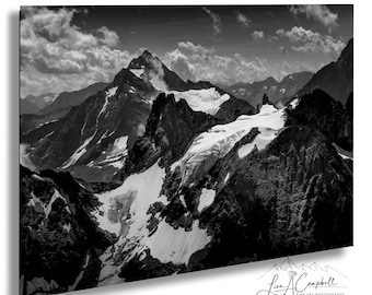 Fotoafdruk Zwitserse Alpen: zwart-witlandschap berg Titlis