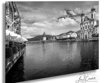 Lucerne Switzerland Photograph: Black and White Fine Art Print