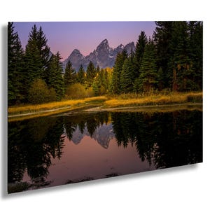Grand Tetons Alpenglow from Schwabacher Landing, Wyoming : Print / Canvas / Acrylic / Metal / Wall Decor / Landscape Photograph