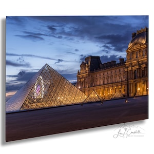 The Louvre Pyramid at Dusk, Paris France: Fine Art Photograph | Print | Canvas | Acrylic | Metal | Wall Decor