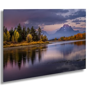 Oxbow Bend and Mt Moran Alpenglow, Jackson Hole, Wyoming : Print / Canvas / Acrylic / Metal / Wall Decor / Landscape Photograph